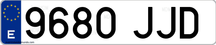 Ejemplo de matrícula de coche ordinaria 9680 JJD