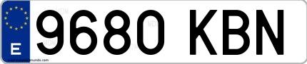 Ejemplo de matrícula española 9680 KBN