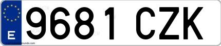 Ejemplo de matrícula española 9681 CZK