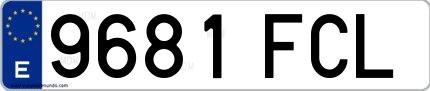 Ejemplo de matrícula española 9681 FCL