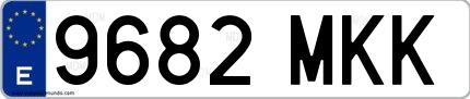 Ejemplo de matrícula española 9682 MKK