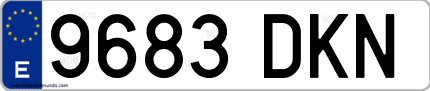 Ejemplo de matrícula de coche ordinaria 9683 DKN