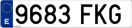 Ejemplo de matrícula de coche ordinaria 9683 FKG