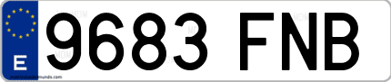 Ejemplo de matrícula de coche ordinaria 9683 FNB