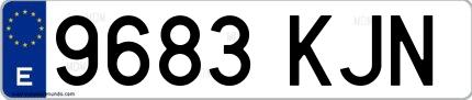 Ejemplo de matrícula española 9683 KJN