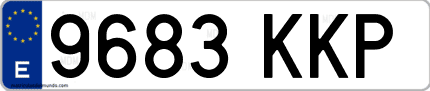 Ejemplo de matrícula de coche ordinaria 9683 KKP