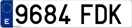 Ejemplo de matrícula de coche ordinaria 9684 FDK