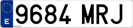 Ejemplo de matrícula de coche ordinaria 9684 MRJ