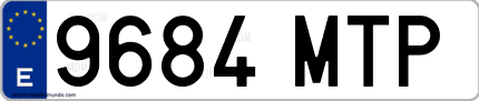 Ejemplo de matrícula de coche ordinaria 9684 MTP