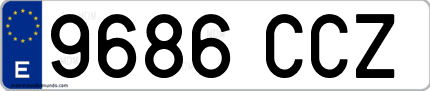 Ejemplo de matrícula de coche ordinaria 9686 CCZ