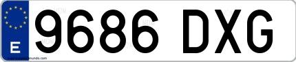 Ejemplo de matrícula española 9686 DXG