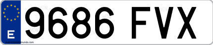 Ejemplo de matrícula de coche ordinaria 9686 FVX