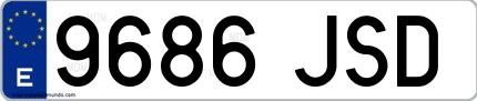 Ejemplo de matrícula española 9686 JSD