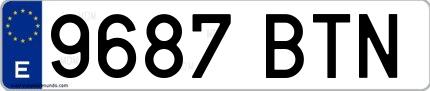 Ejemplo de matrícula española 9687 BTN
