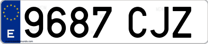 Ejemplo de matrícula de coche ordinaria 9687 CJZ