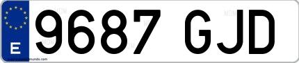 Ejemplo de matrícula española 9687 GJD
