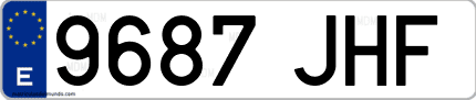 Ejemplo de matrícula de coche ordinaria 9687 JHF