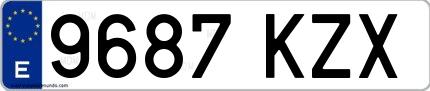 Ejemplo de matrícula española 9687 KZX