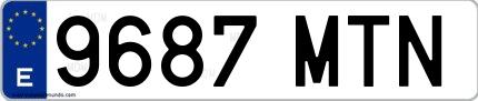 Ejemplo de matrícula española 9687 MTN