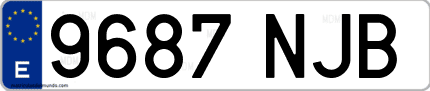 Ejemplo de matrícula de coche ordinaria 9687 NJB