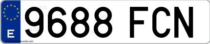Ejemplo de matrícula española 9688 FCN