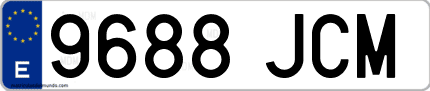 Ejemplo de matrícula de coche ordinaria 9688 JCM