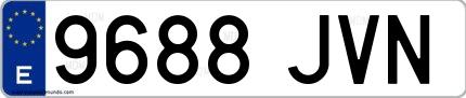 Ejemplo de matrícula española 9688 JVN
