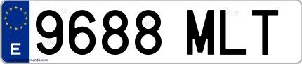 Ejemplo de matrícula española 9688 MLT