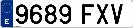 Ejemplo de matrícula de coche ordinaria 9689 FXV