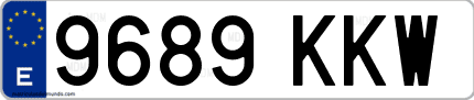 Ejemplo de matrícula de coche ordinaria 9689 KKW