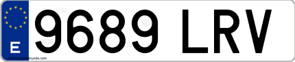 Ejemplo de matrícula de coche ordinaria 9689 LRV