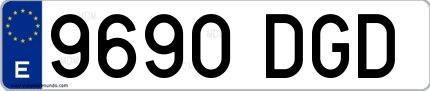 Ejemplo de matrícula española 9690 DGD