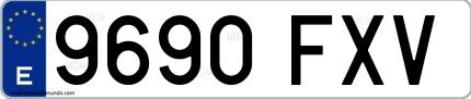 Ejemplo de matrícula española 9690 FXV