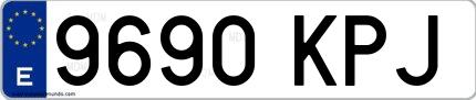 Ejemplo de matrícula española 9690 KPJ