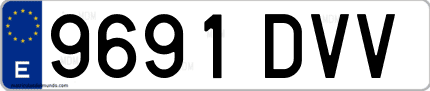 Ejemplo de matrícula de coche ordinaria 9691 DVV