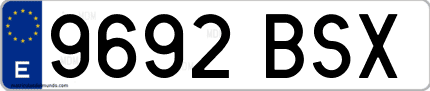 Ejemplo de matrícula de coche ordinaria 9692 BSX