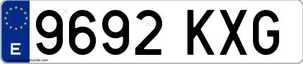 Ejemplo de matrícula española 9692 KXG
