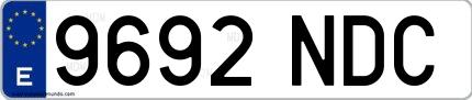 Ejemplo de matrícula española 9692 NDC