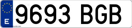 Ejemplo de matrícula de coche ordinaria 9693 BGB