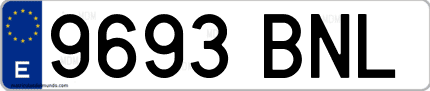 Ejemplo de matrícula de coche ordinaria 9693 BNL