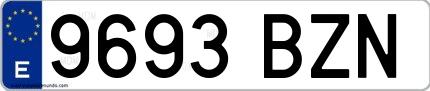 Ejemplo de matrícula española 9693 BZN