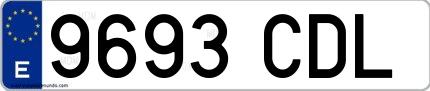 Ejemplo de matrícula española 9693 CDL