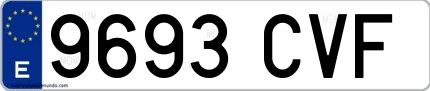 Ejemplo de matrícula española 9693 CVF