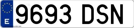 Ejemplo de matrícula española 9693 DSN