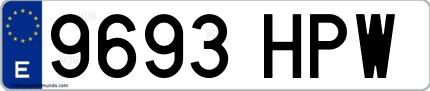 Ejemplo de matrícula española 9693 HPW