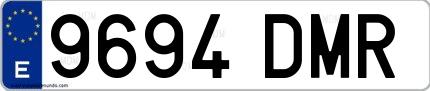 Ejemplo de matrícula española 9694 DMR