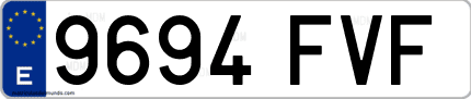 Ejemplo de matrícula de coche ordinaria 9694 FVF