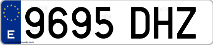 Ejemplo de matrícula de coche ordinaria 9695 DHZ
