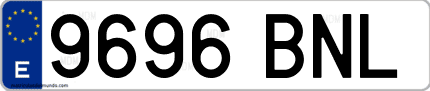 Ejemplo de matrícula de coche ordinaria 9696 BNL