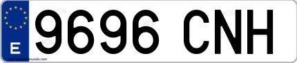 Ejemplo de matrícula española 9696 CNH